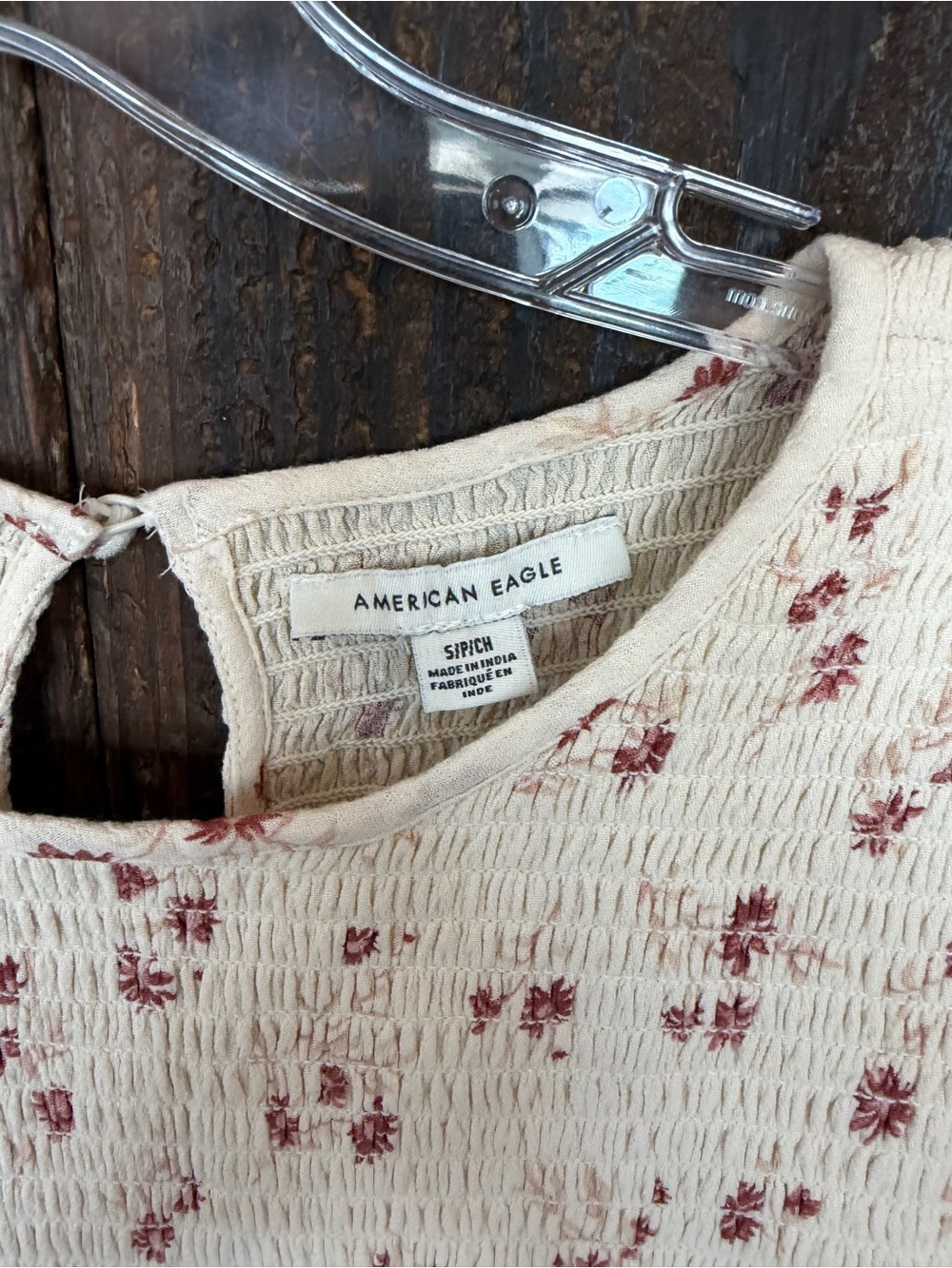 American Eagle Outfitters Cream Floral Long-Sleeve Smocked Mini Dress - Picture 3 of 10